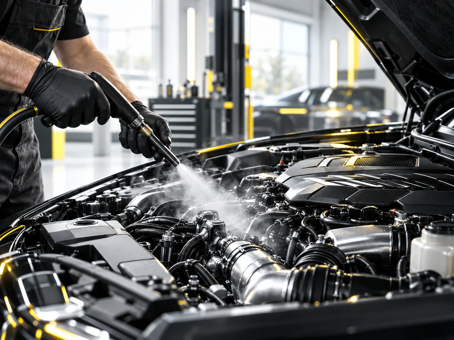 Chemické čistenie motora v priestore motora